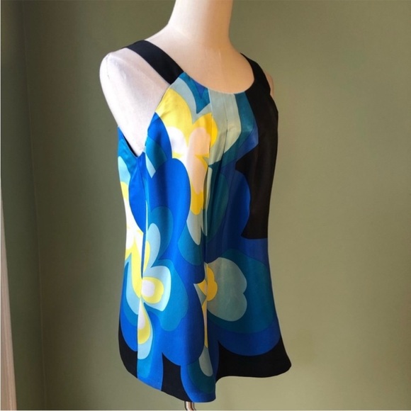 Tibi Floral Abstract Print Sleeveless Silk Blouse Sz 0 - Picture 3 of 6